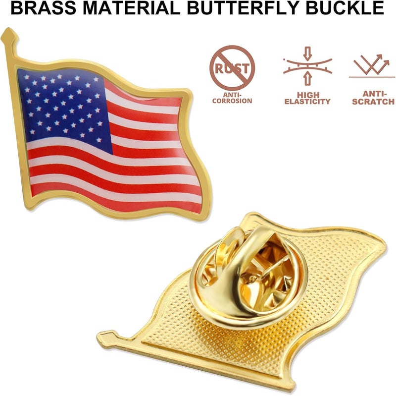 MIDLE Store 50/100/200/300Pack American Flag Lapel Pins Bulk Metal - USA United States Patriotic Souvenir Badge Pins For Memorial Veteran Day Patriotic Party - Image 3